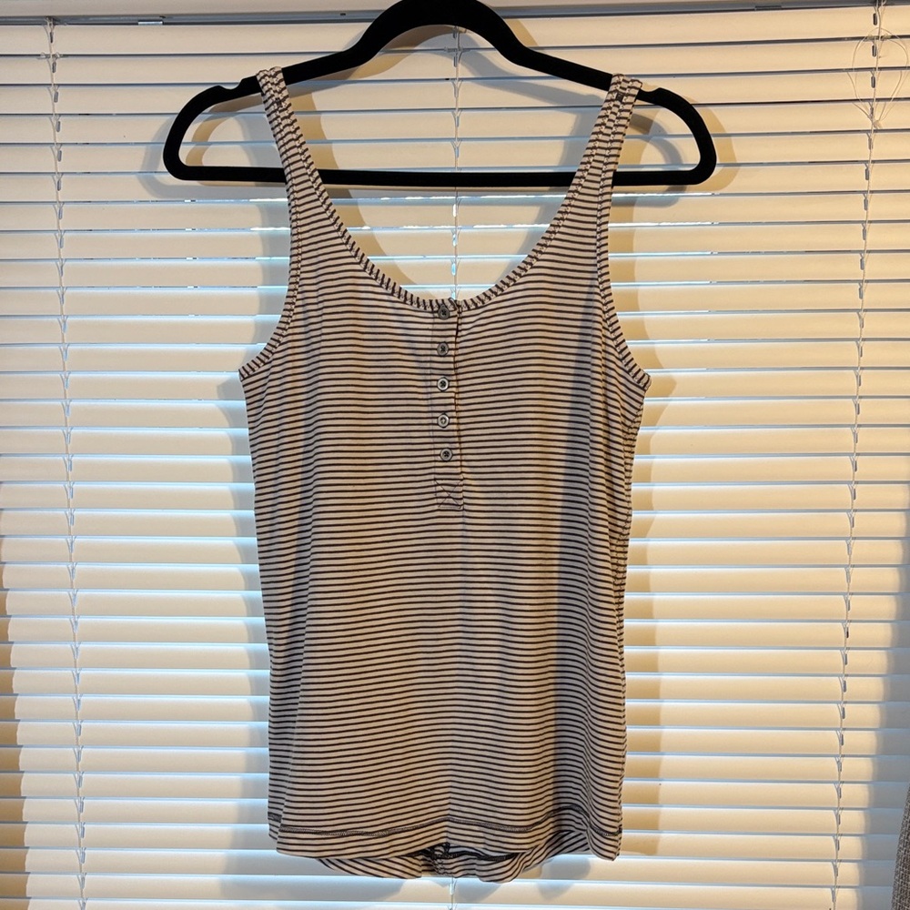 Lululemon Athletica Grey and White Striped Top